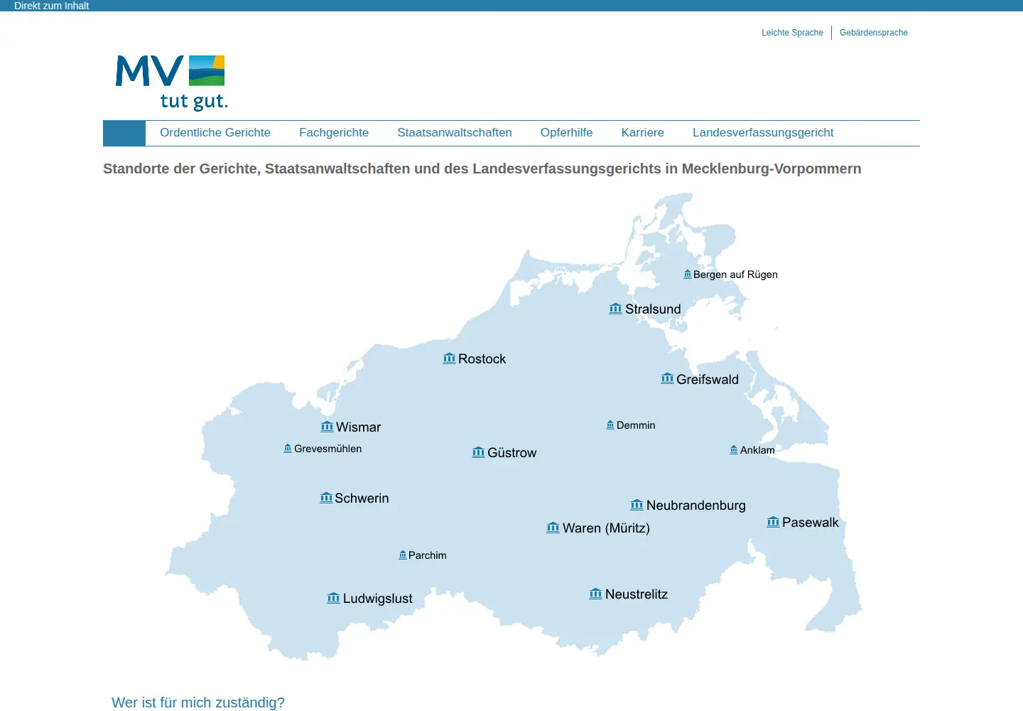 Screenshot of mv-justiz.de