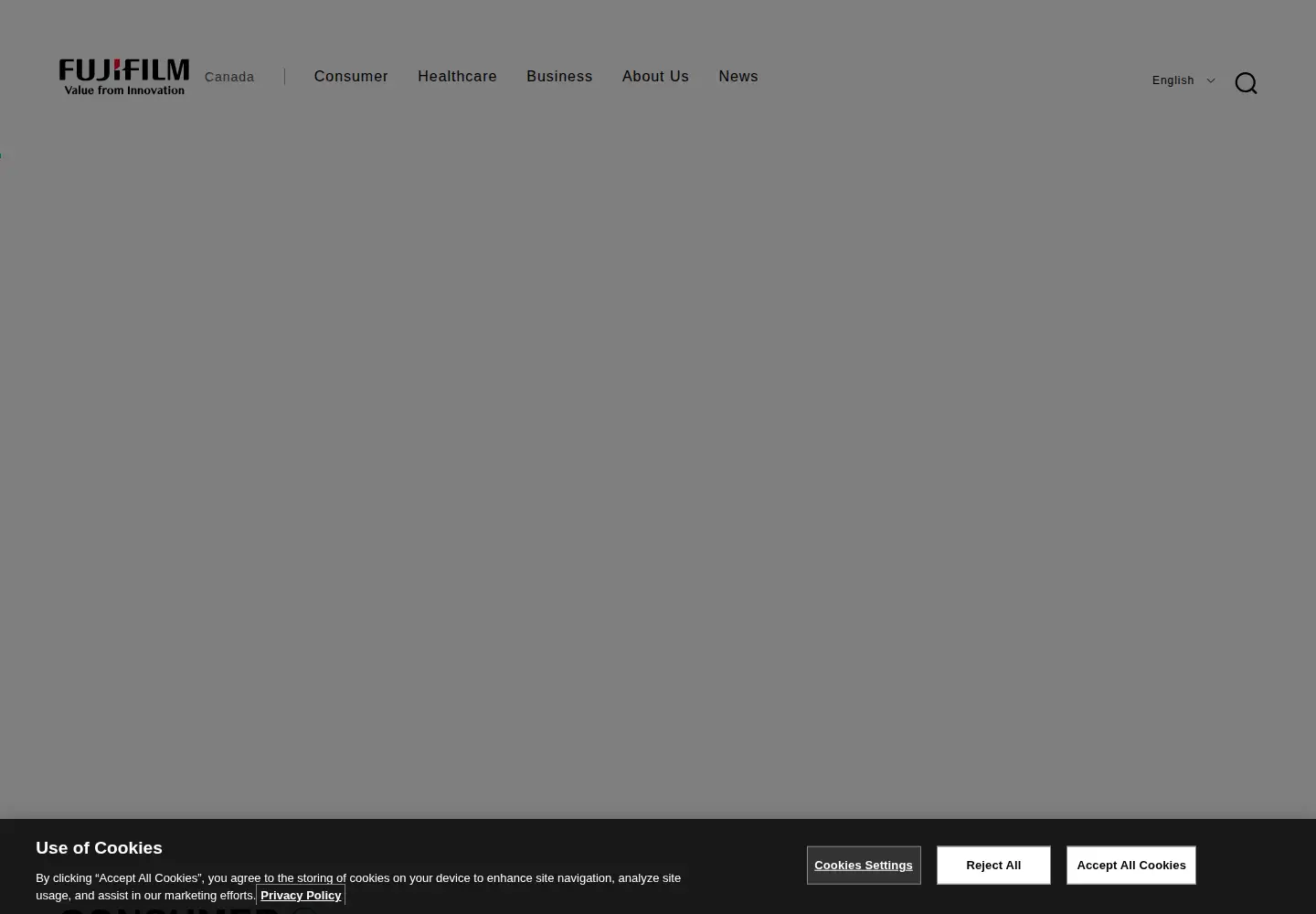 Screenshot of fujifilm.ca
