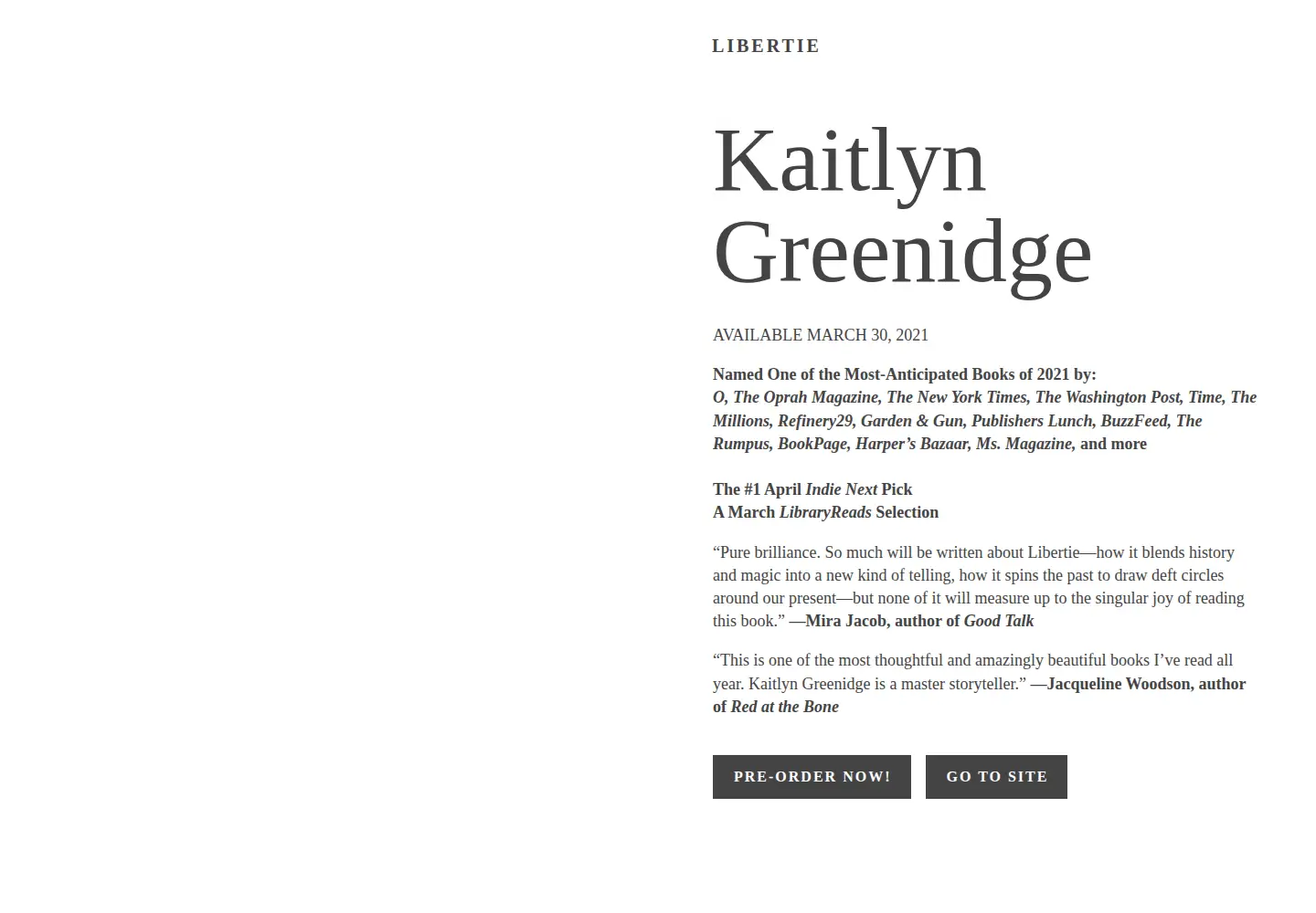Captured homepage of kaitlyngreenidge.com in the current scan