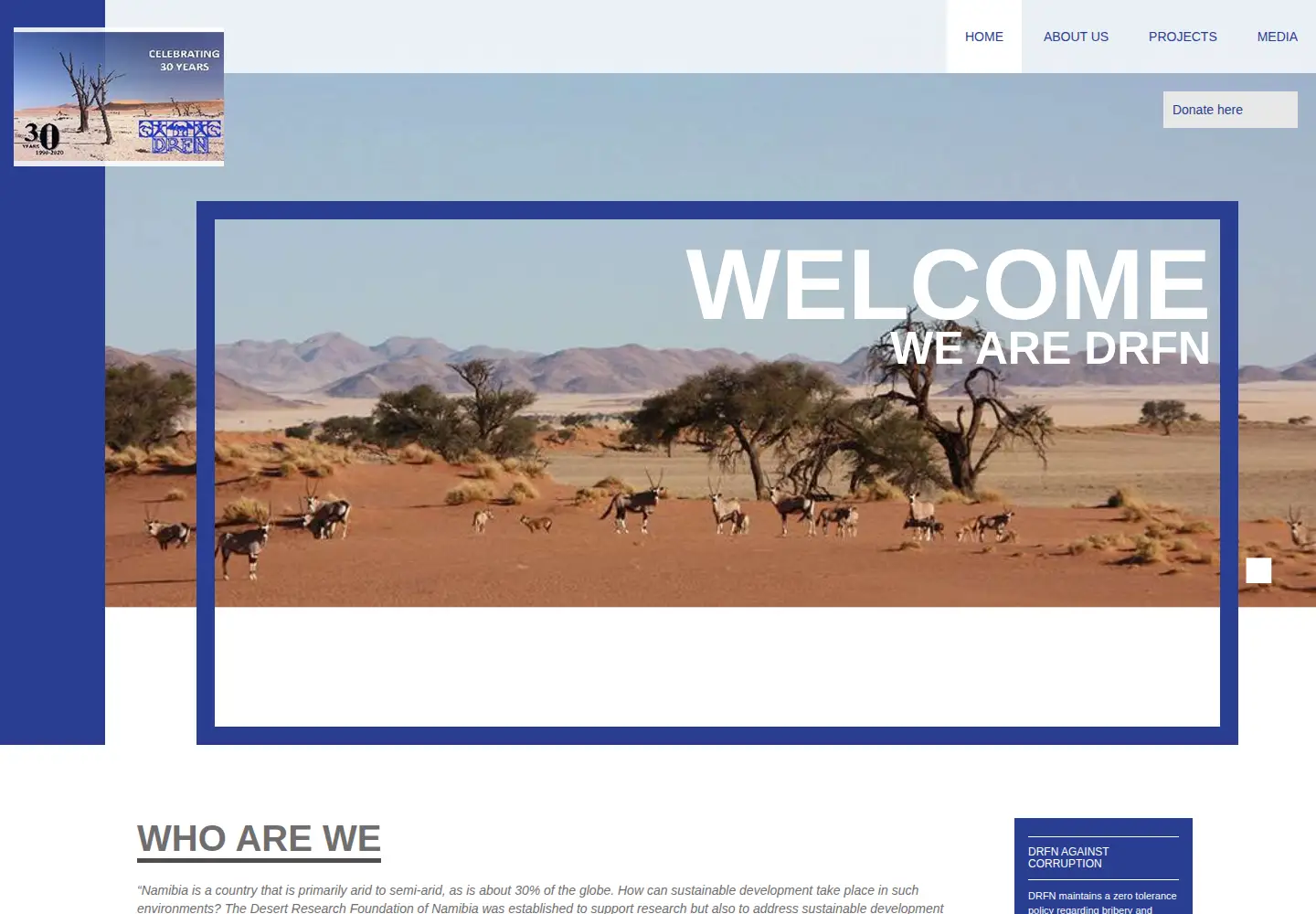 Captured homepage of drfn.org.na in the current scan