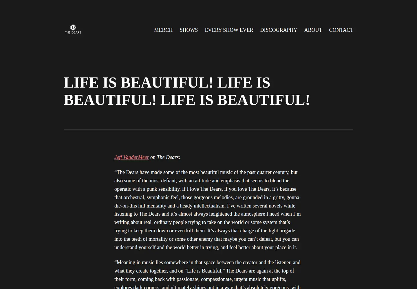 Screenshot of thedears.org