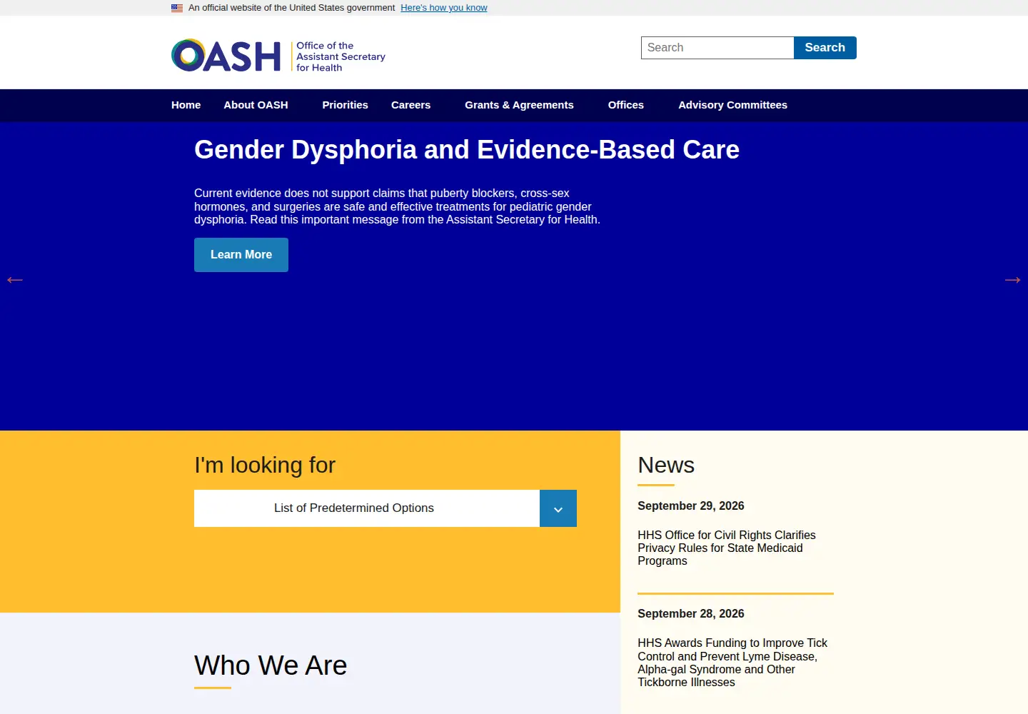 Screenshot of health.gov