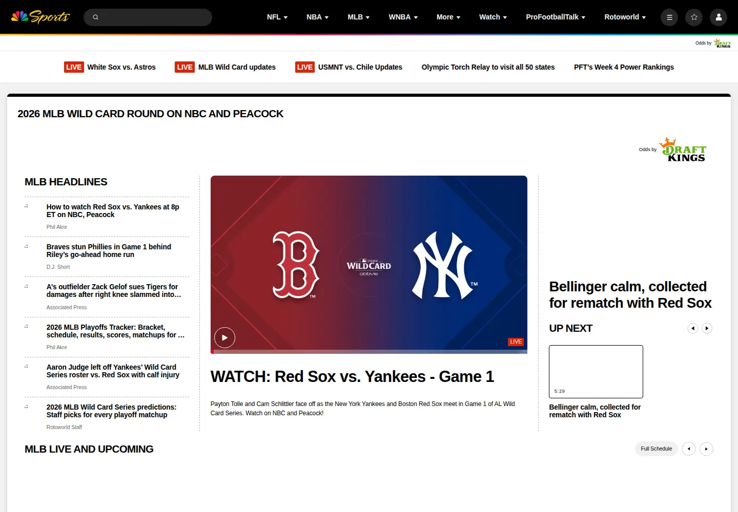 Screenshot of nbcsports.com