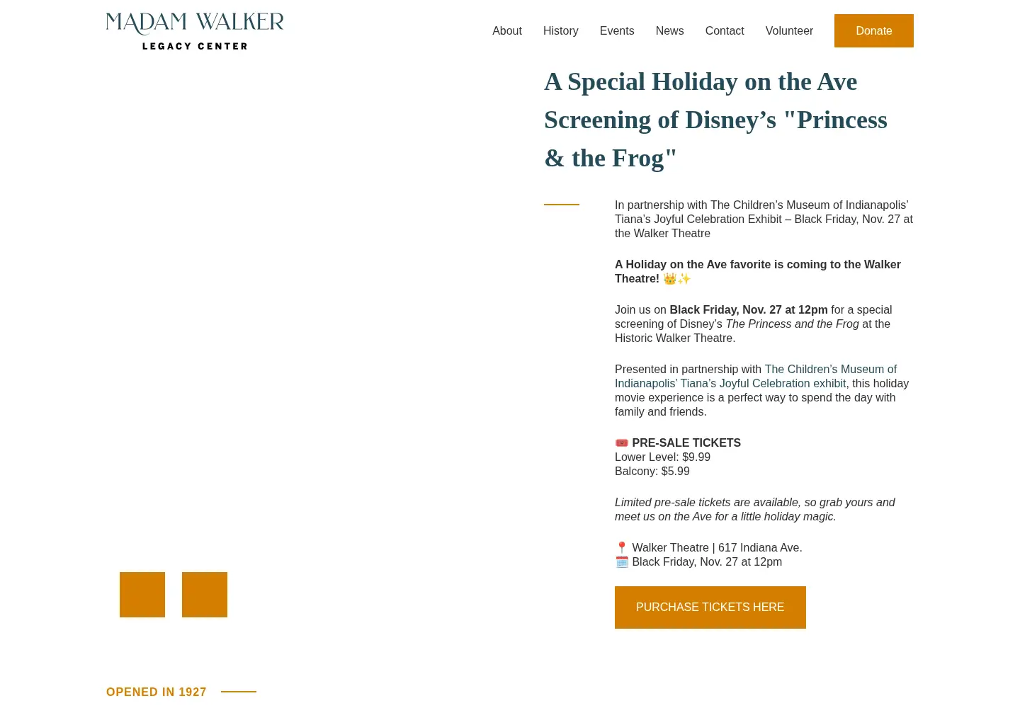 Screenshot of thewalkertheatre.org