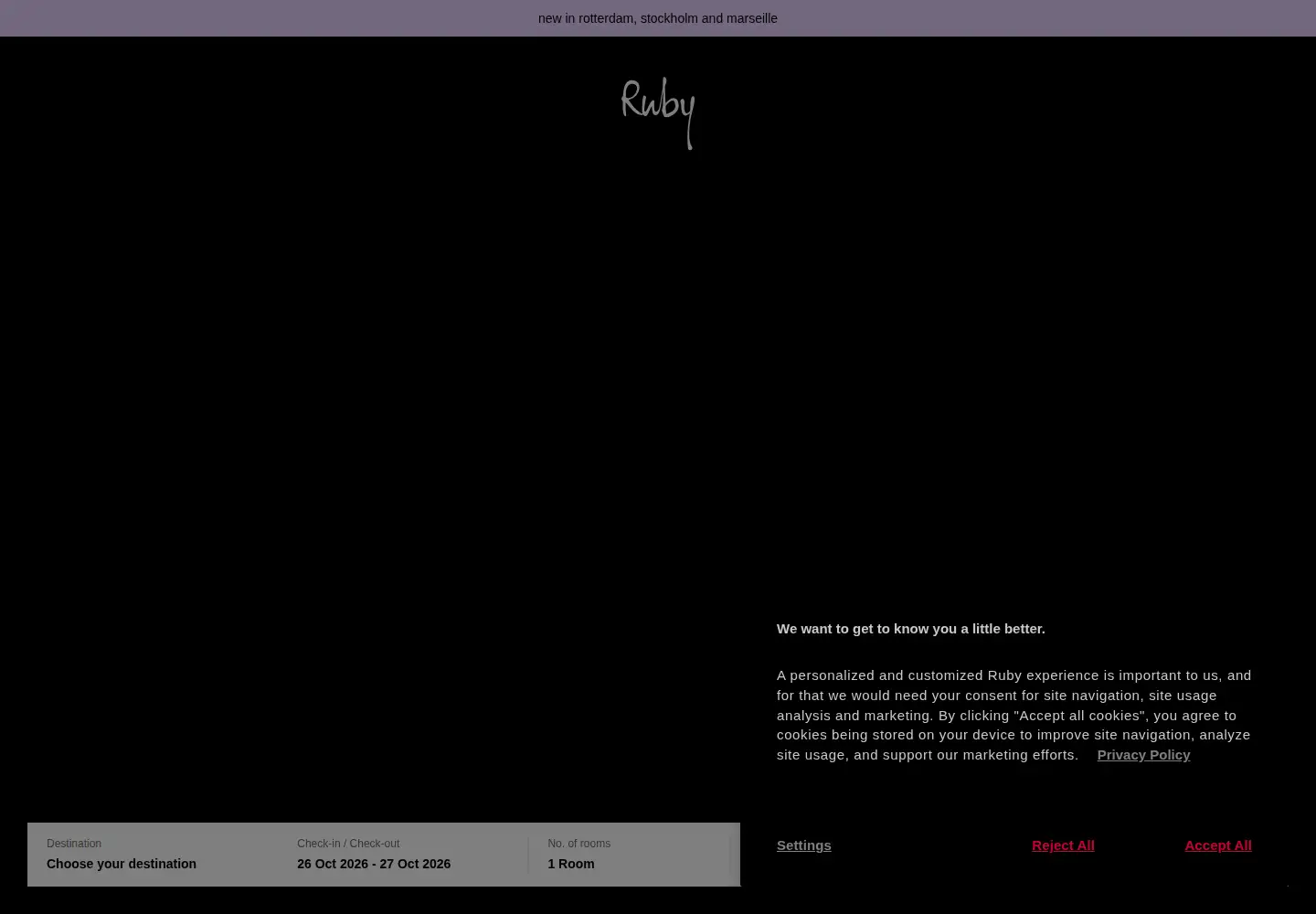 Captured homepage of ruby-hotels.com in the current scan