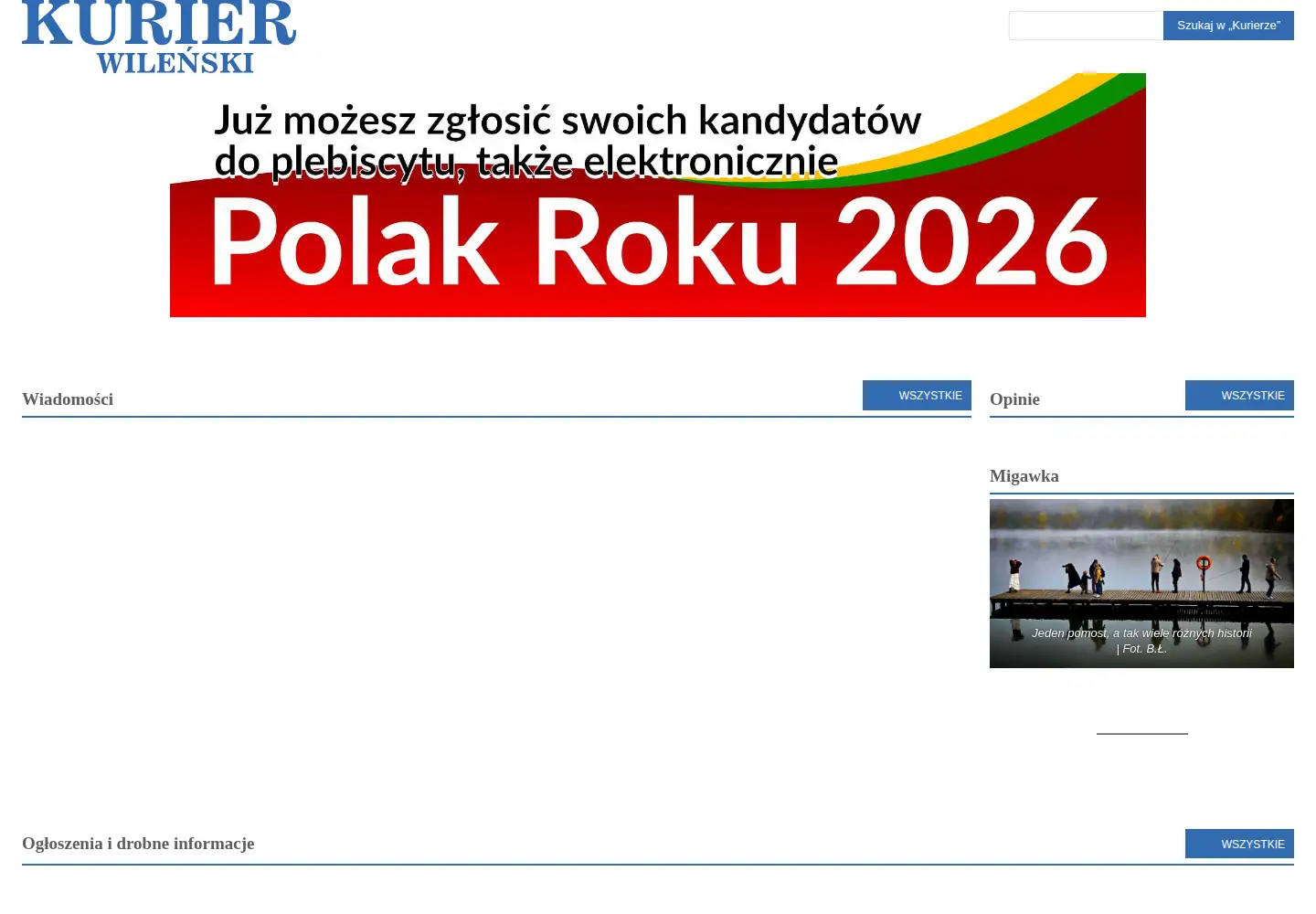 Captured homepage of kurierwilenski.lt in the current scan