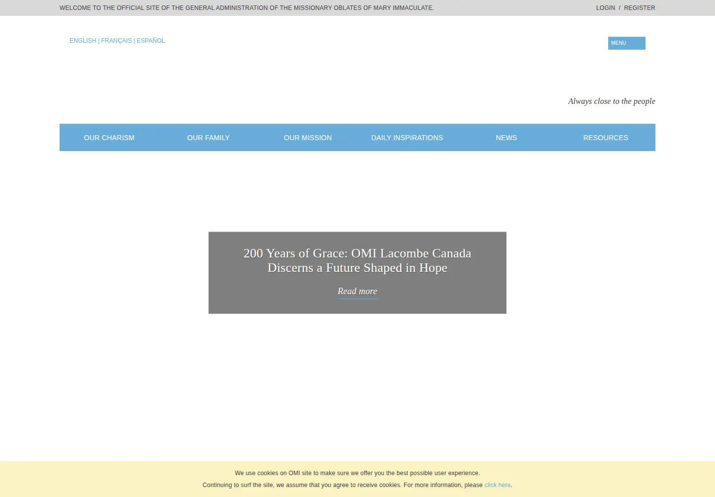 Captured homepage of omiworld.org in the current scan