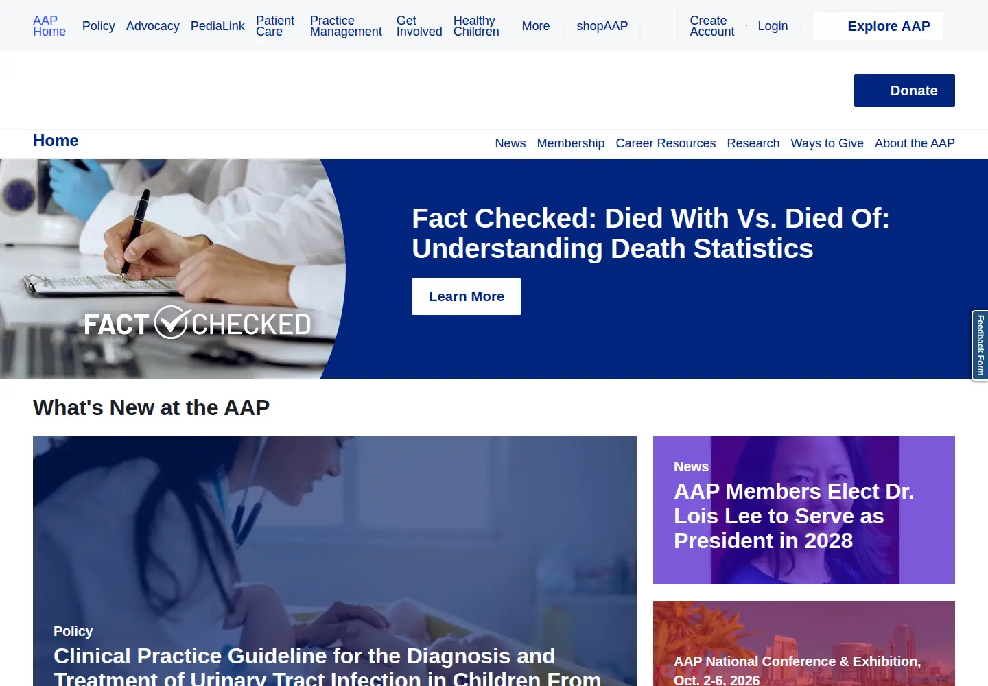 Screenshot of aap.org