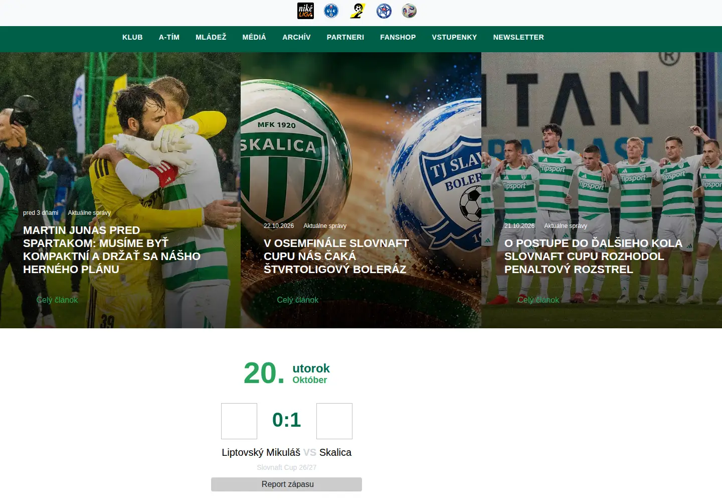 Screenshot of mfkskalica.sk