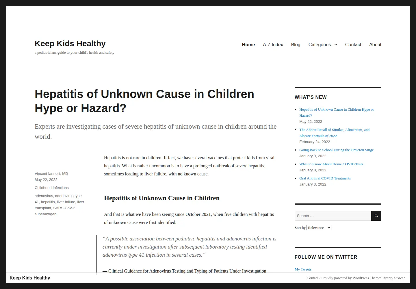 Screenshot of keepkidshealthy.com