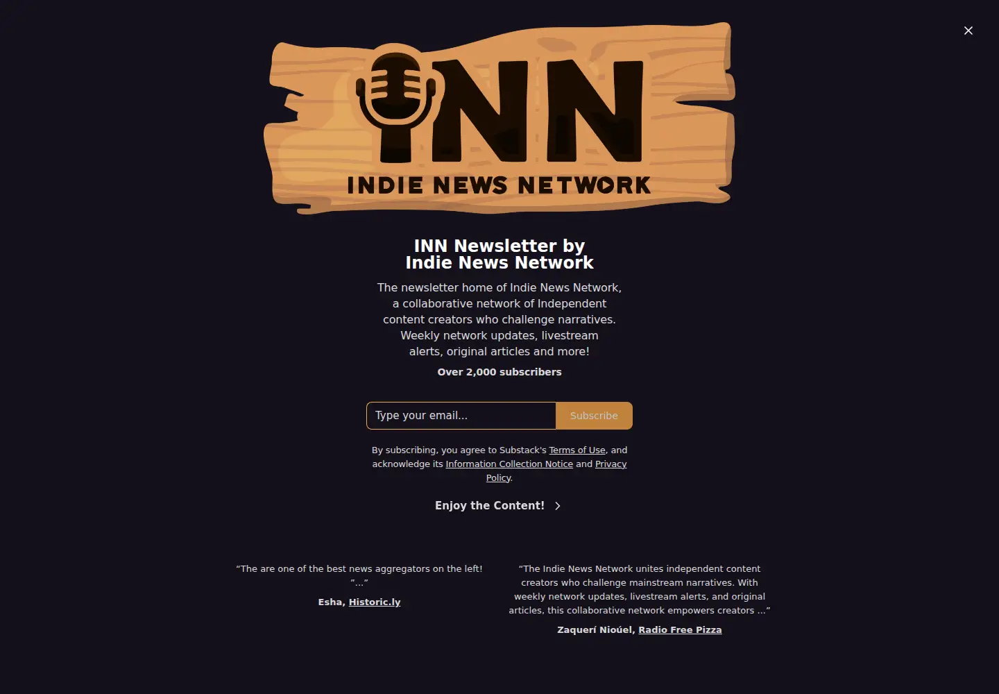 Screenshot of innnewsletter.com