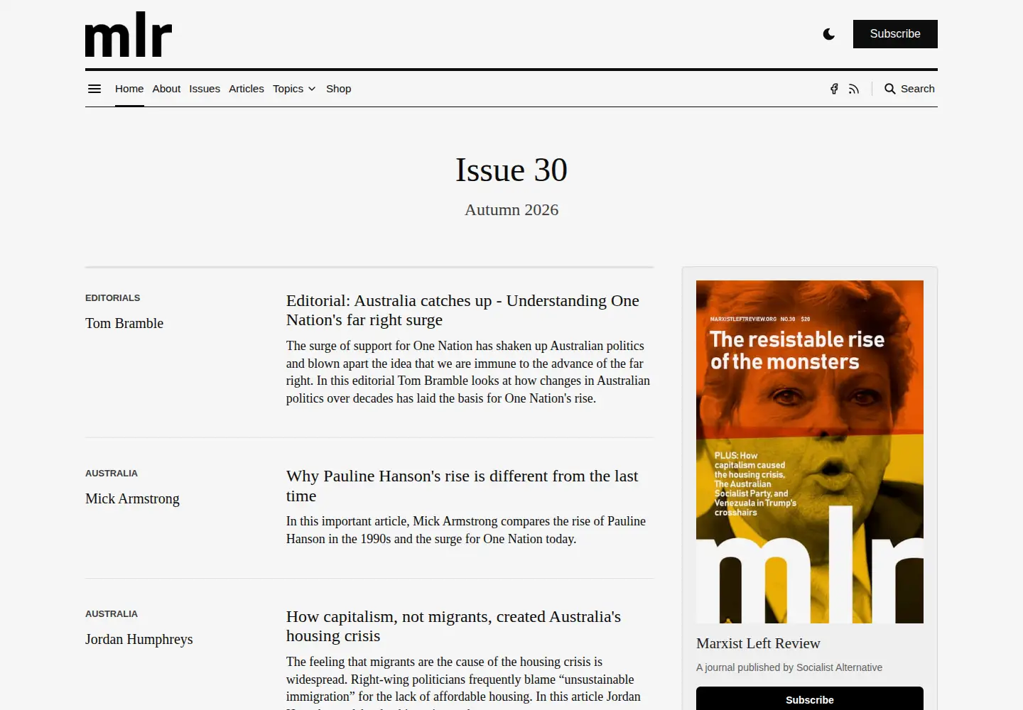 Screenshot of marxistleftreview.org