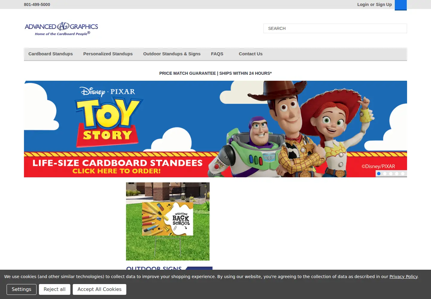 Captured homepage of advancedgraphics.com in the current scan