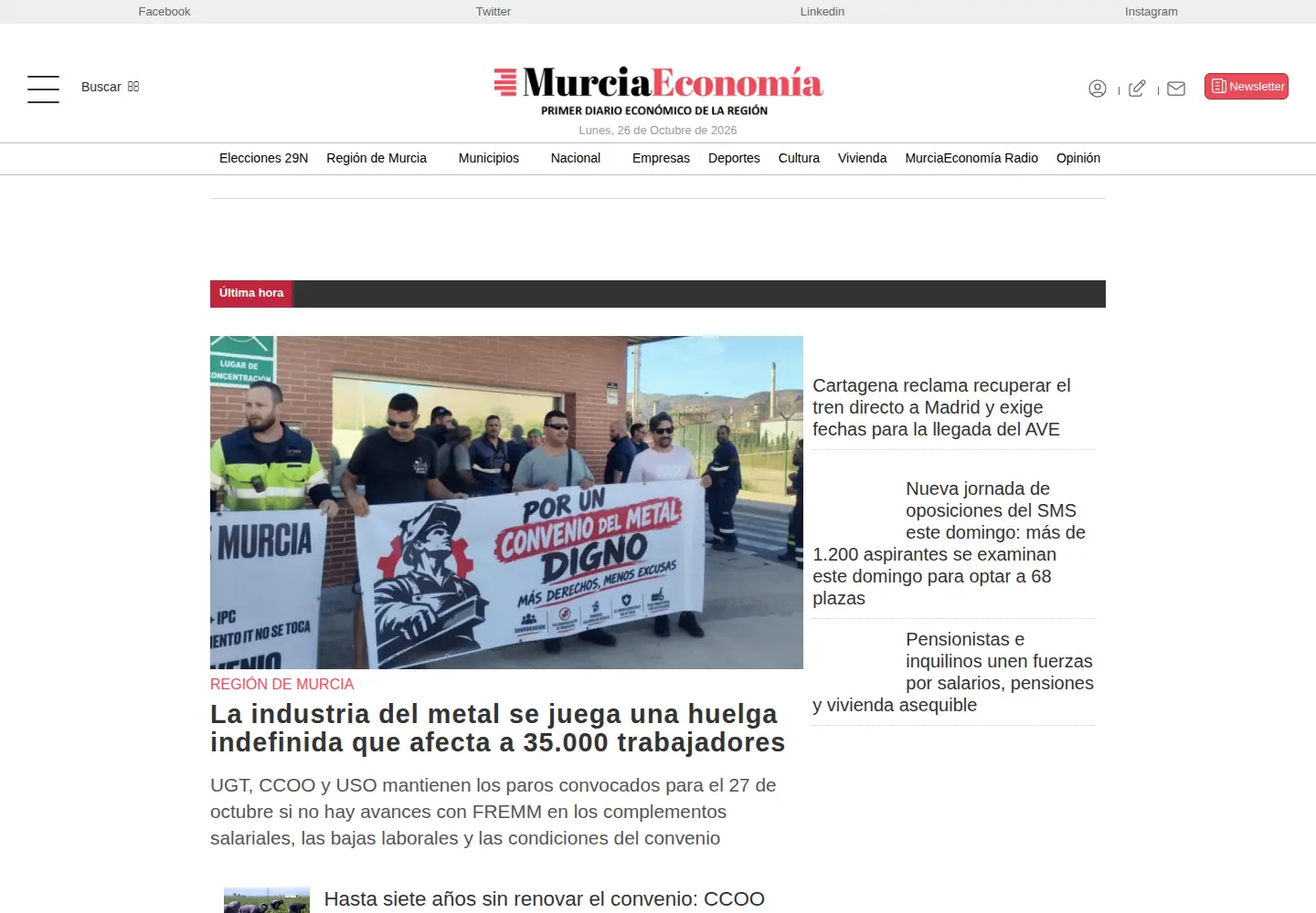 Screenshot of murciaeconomia.com