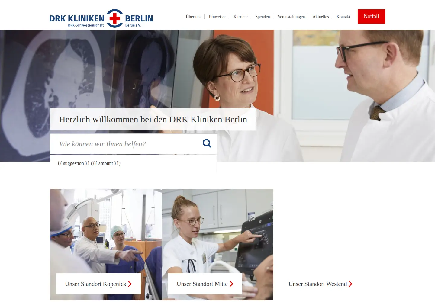 Captured homepage of drk-kliniken-berlin.de in the current scan