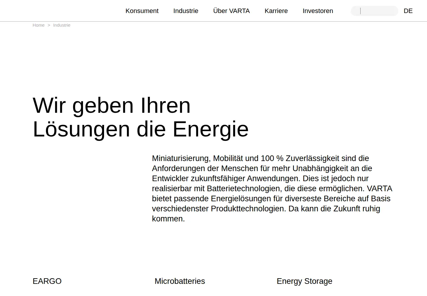 Screenshot of varta-microbattery.com
