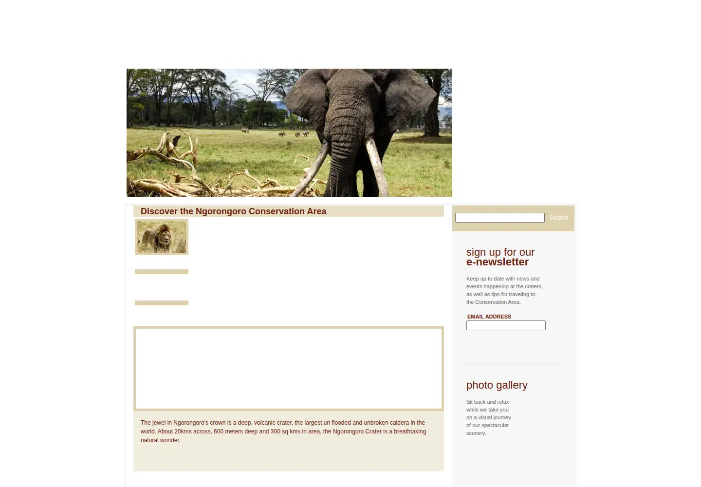 Screenshot of ngorongorocrater.org