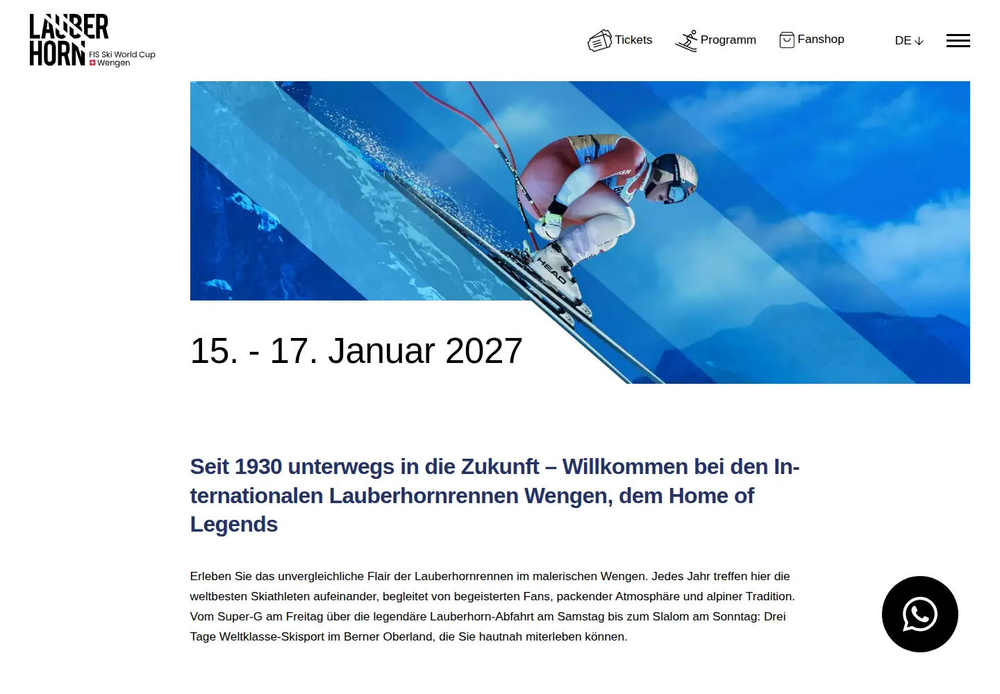 Captured homepage of lauberhorn.ch in the current scan