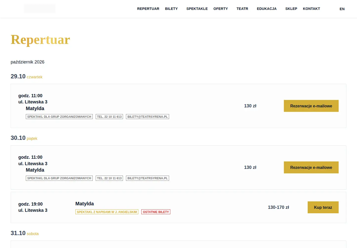 Screenshot of teatrsyrena.pl