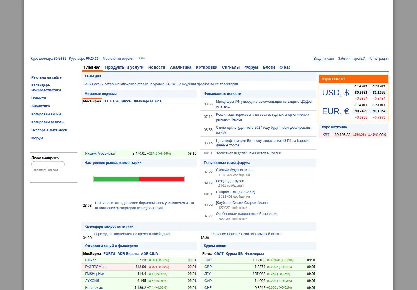 Captured homepage of mfd.ru in the current scan