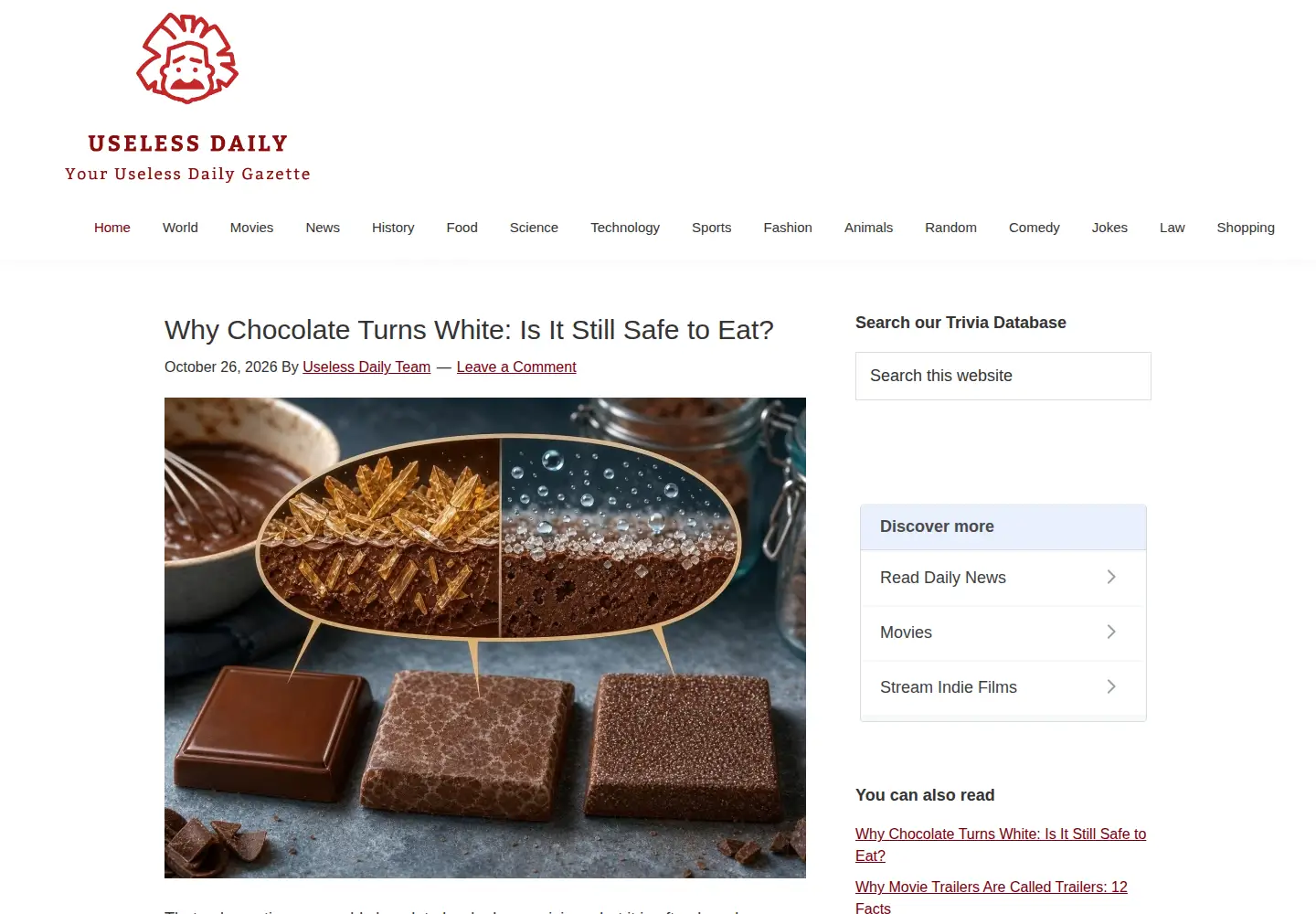Screenshot of uselessdaily.com