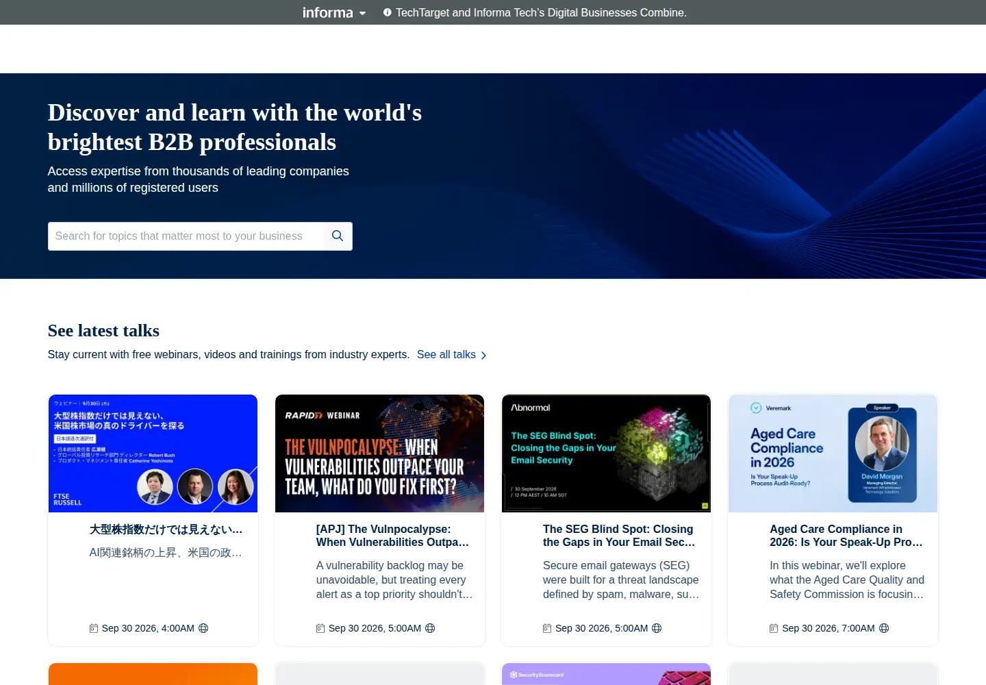 Screenshot of brighttalk.com