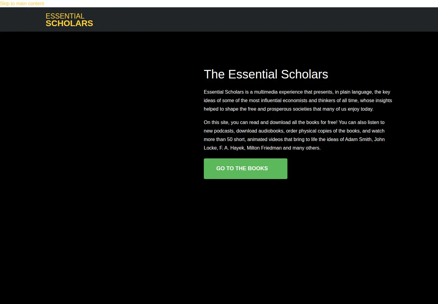 Screenshot of essentialscholars.org