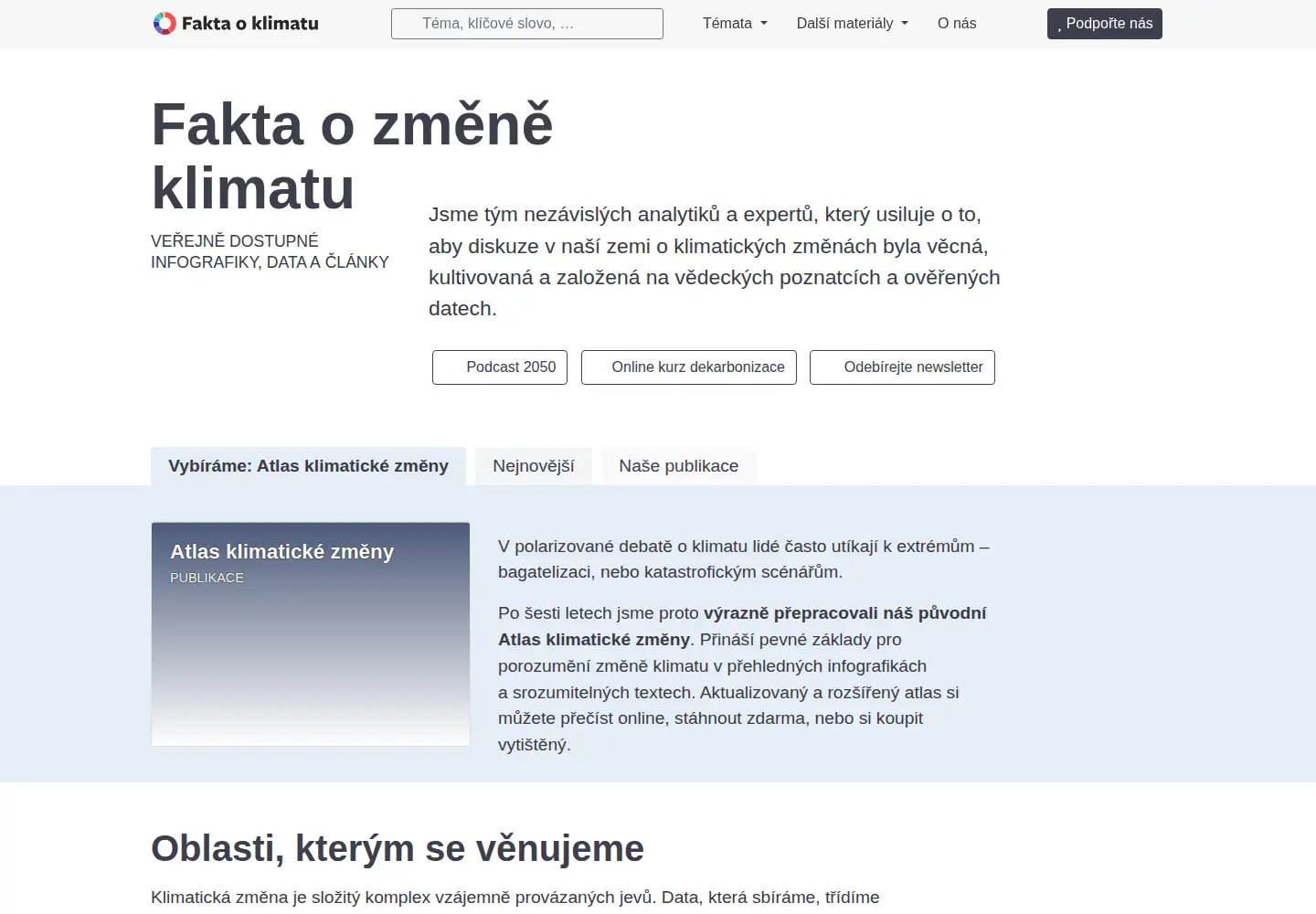Captured homepage of faktaoklimatu.cz in the current scan
