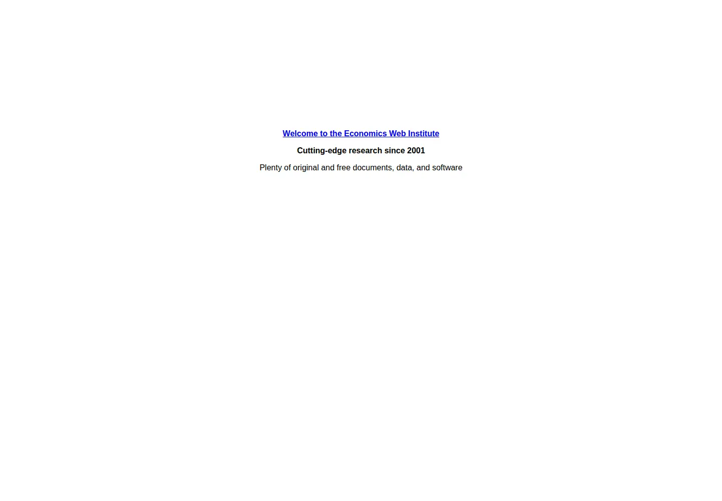 Captured homepage of economicswebinstitute.org in the current scan
