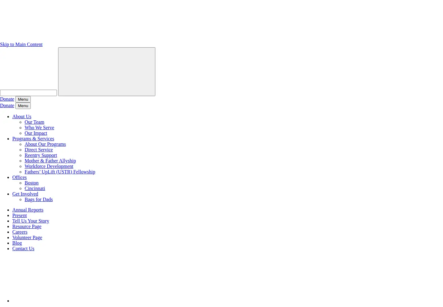 Captured homepage of fathersuplift.org in the current scan