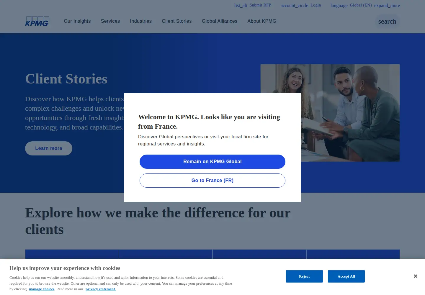 Screenshot of home.kpmg