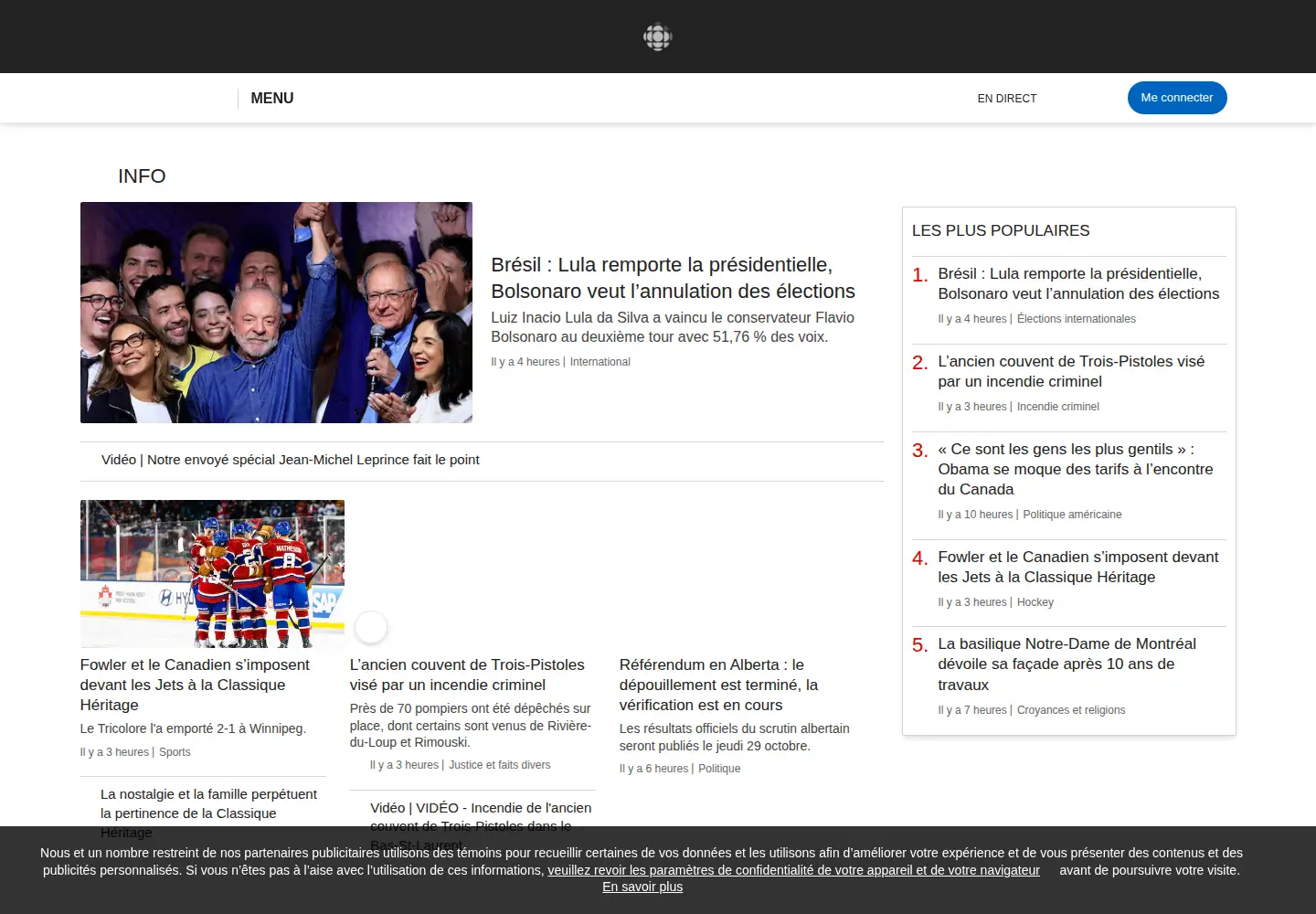 Captured homepage of src.ca in the current scan