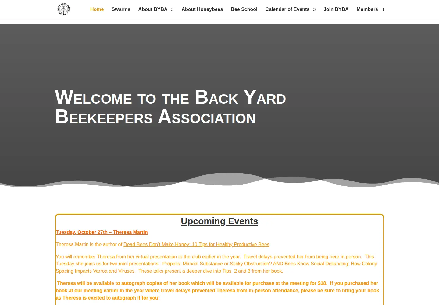 Screenshot of backyardbeekeepers.com