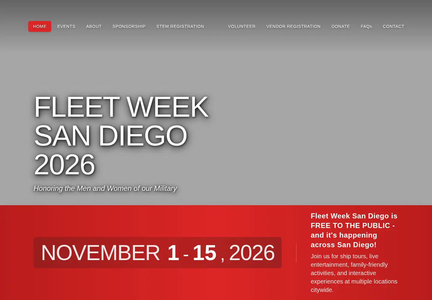 Captured homepage of fleetweeksandiego.org in the current scan