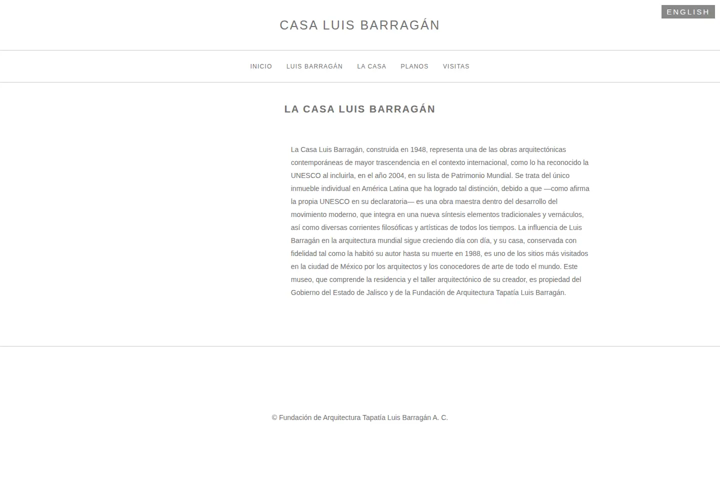 Captured homepage of casaluisbarragan.org in the current scan