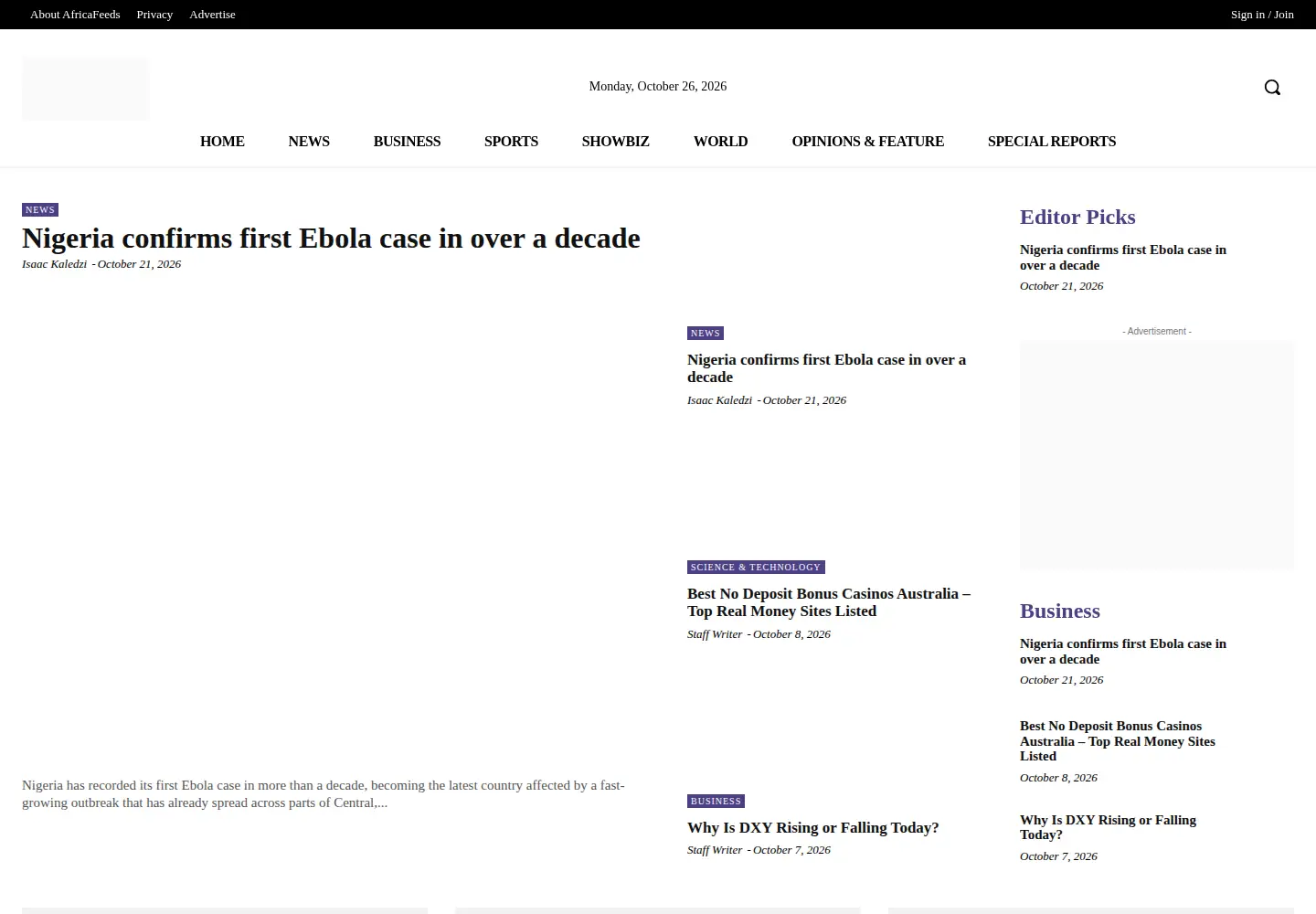 Screenshot of africafeeds.com