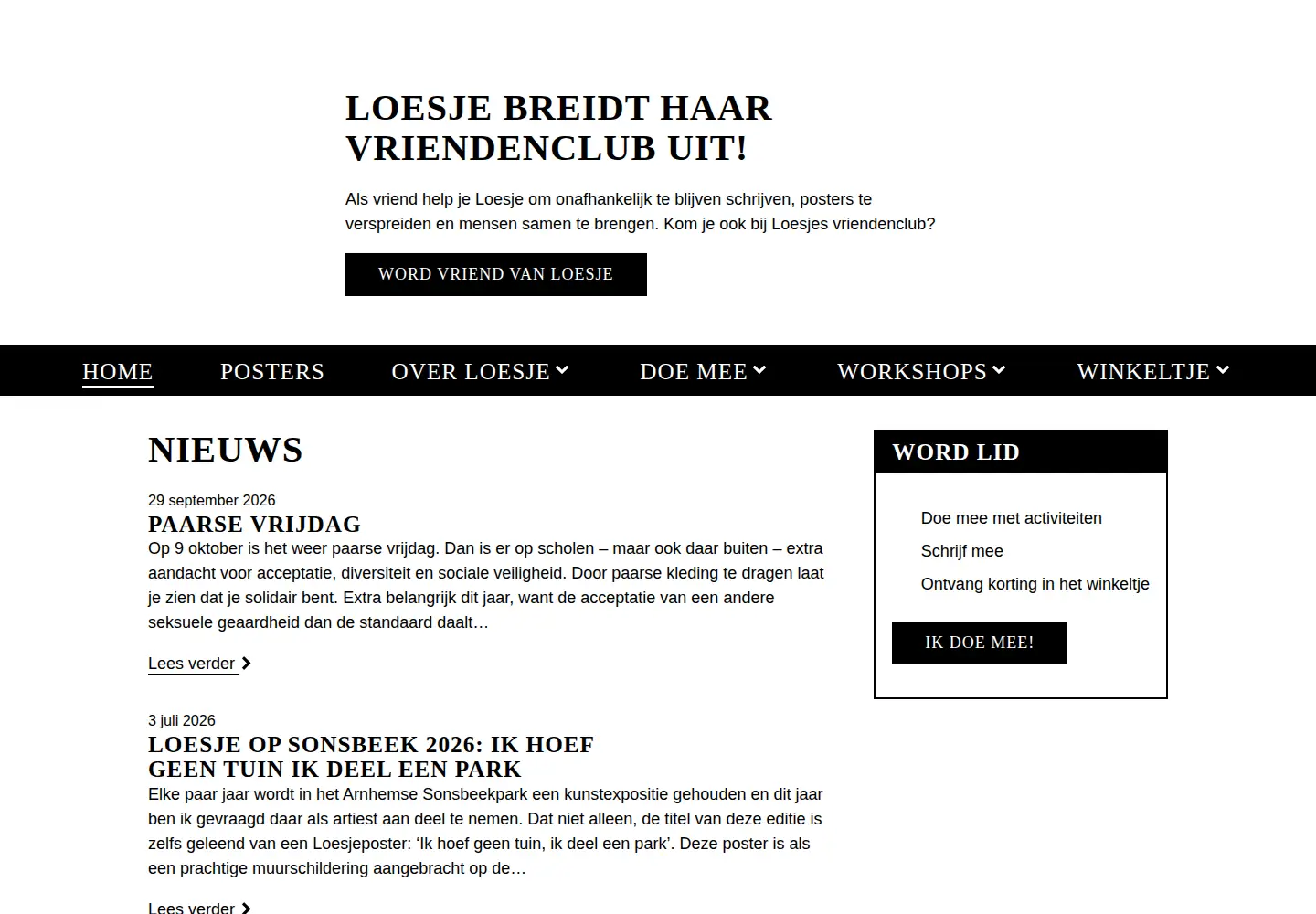 Screenshot of loesje.nl