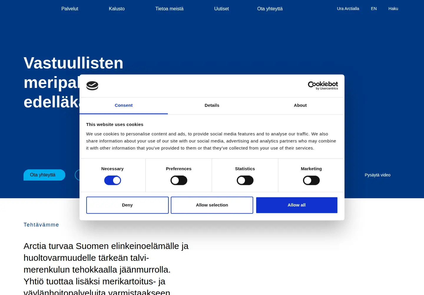 Screenshot of arctia.fi