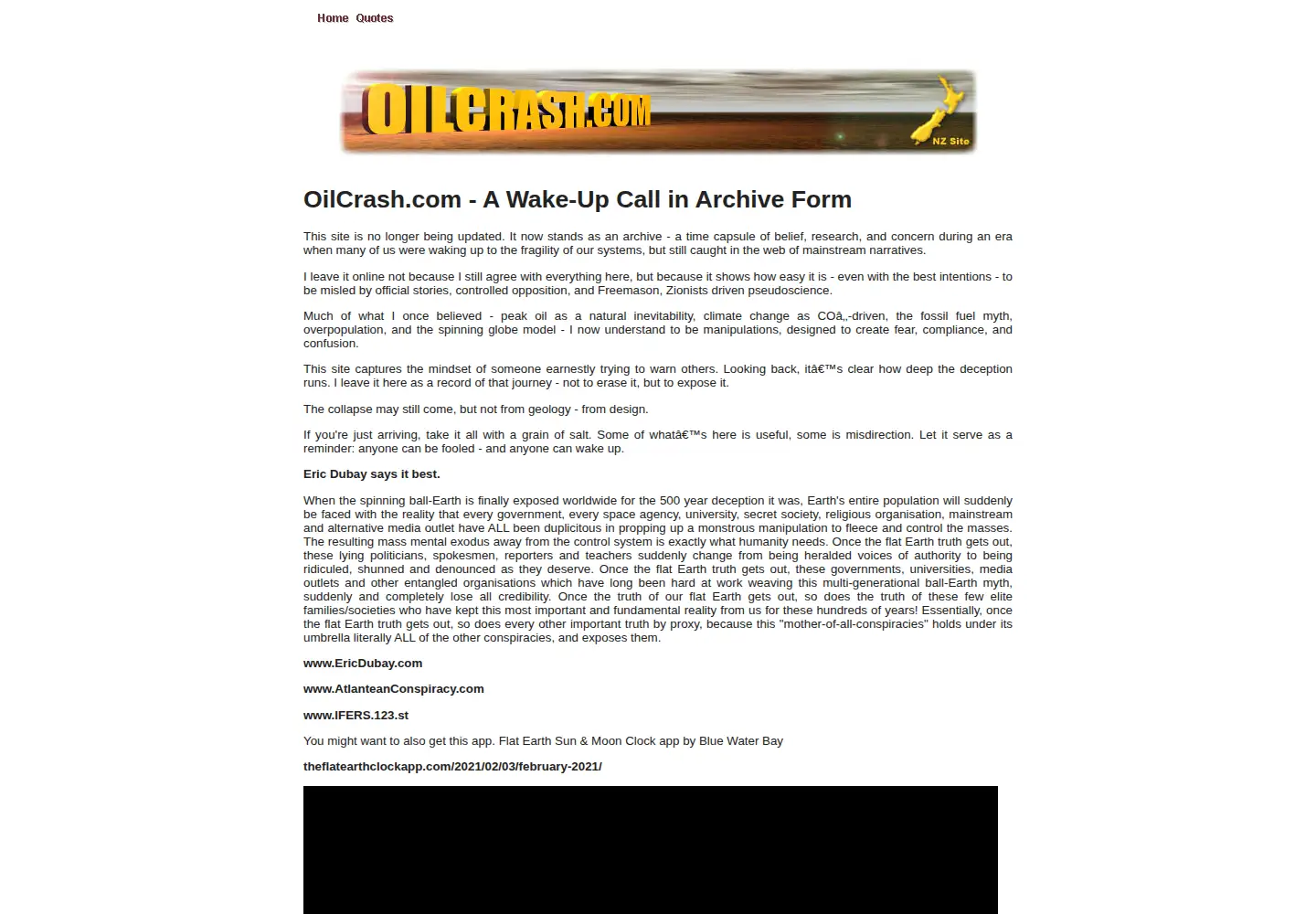 Captured homepage of oilcrash.com in the current scan