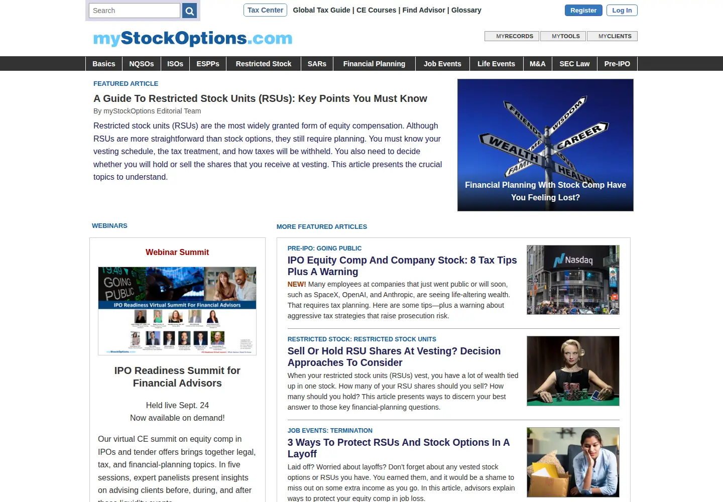 Screenshot of mystockoptions.com