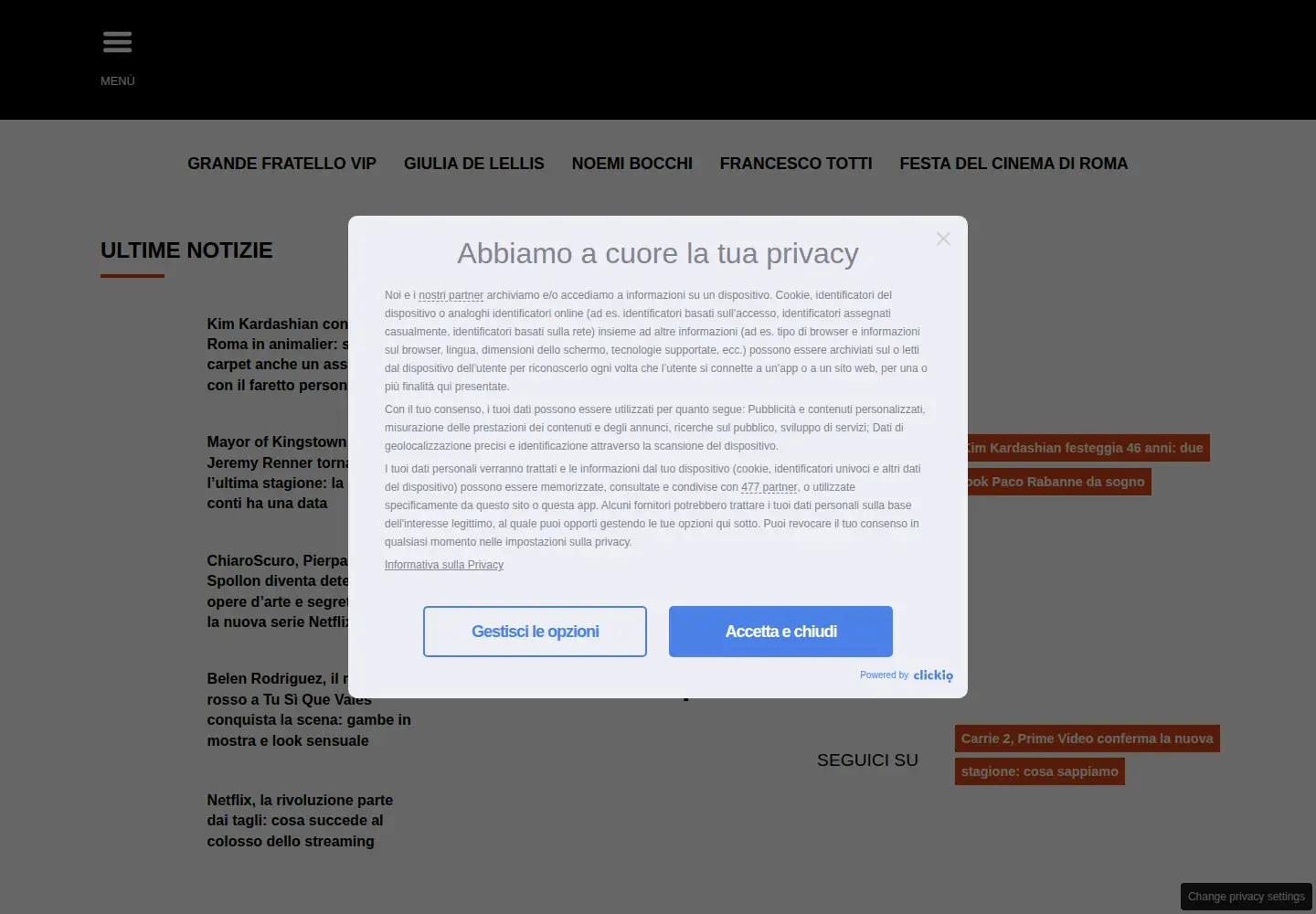 Screenshot of rumors.it