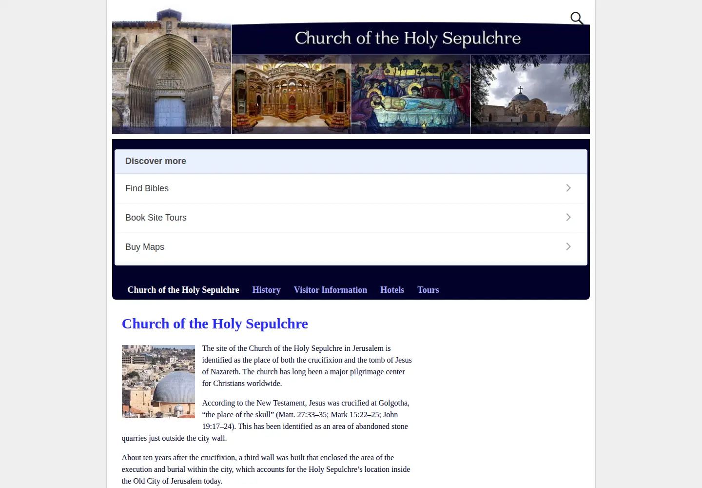 Screenshot of churchoftheholysepulchre.net