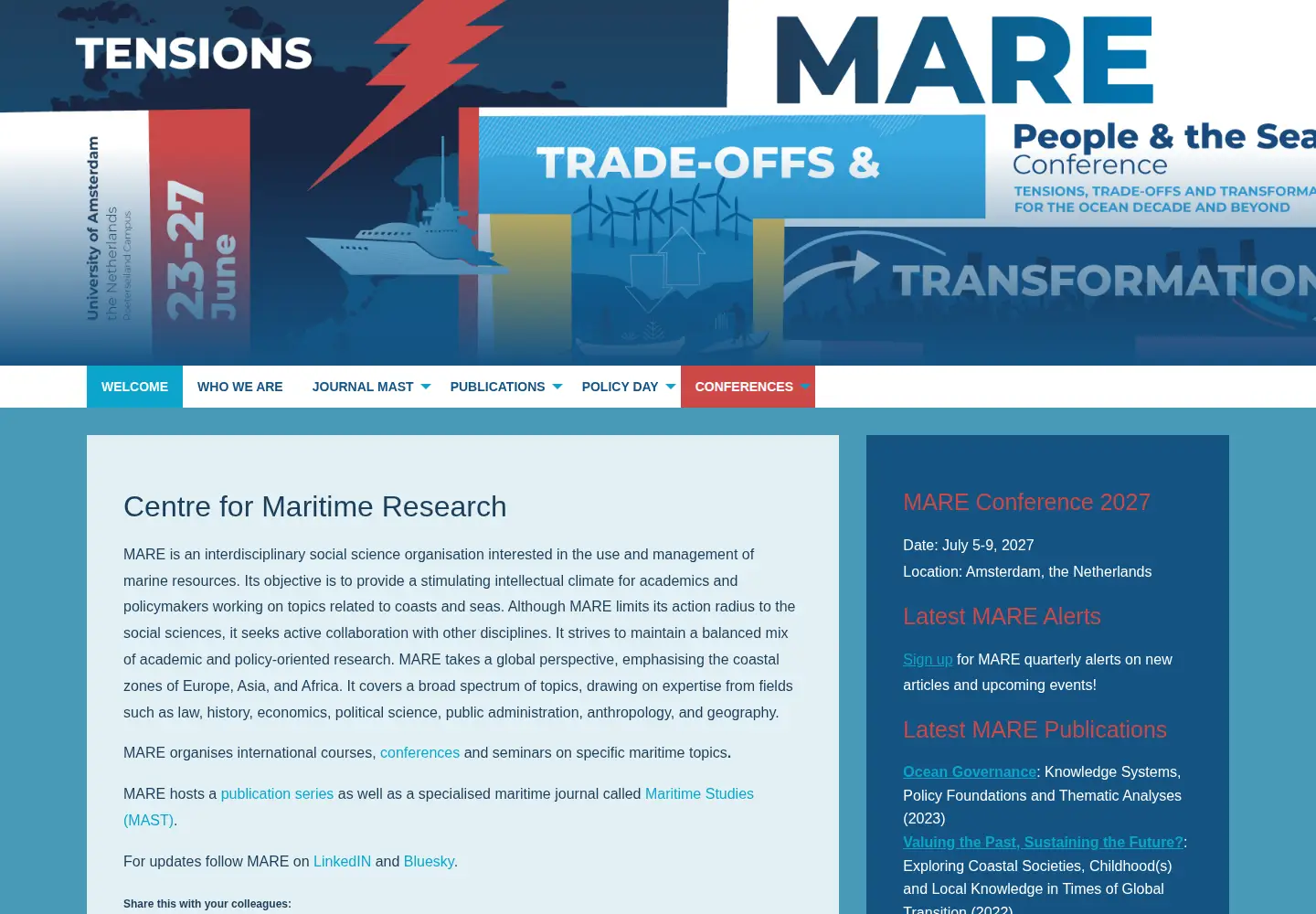 Captured homepage of marecentre.nl in the current scan