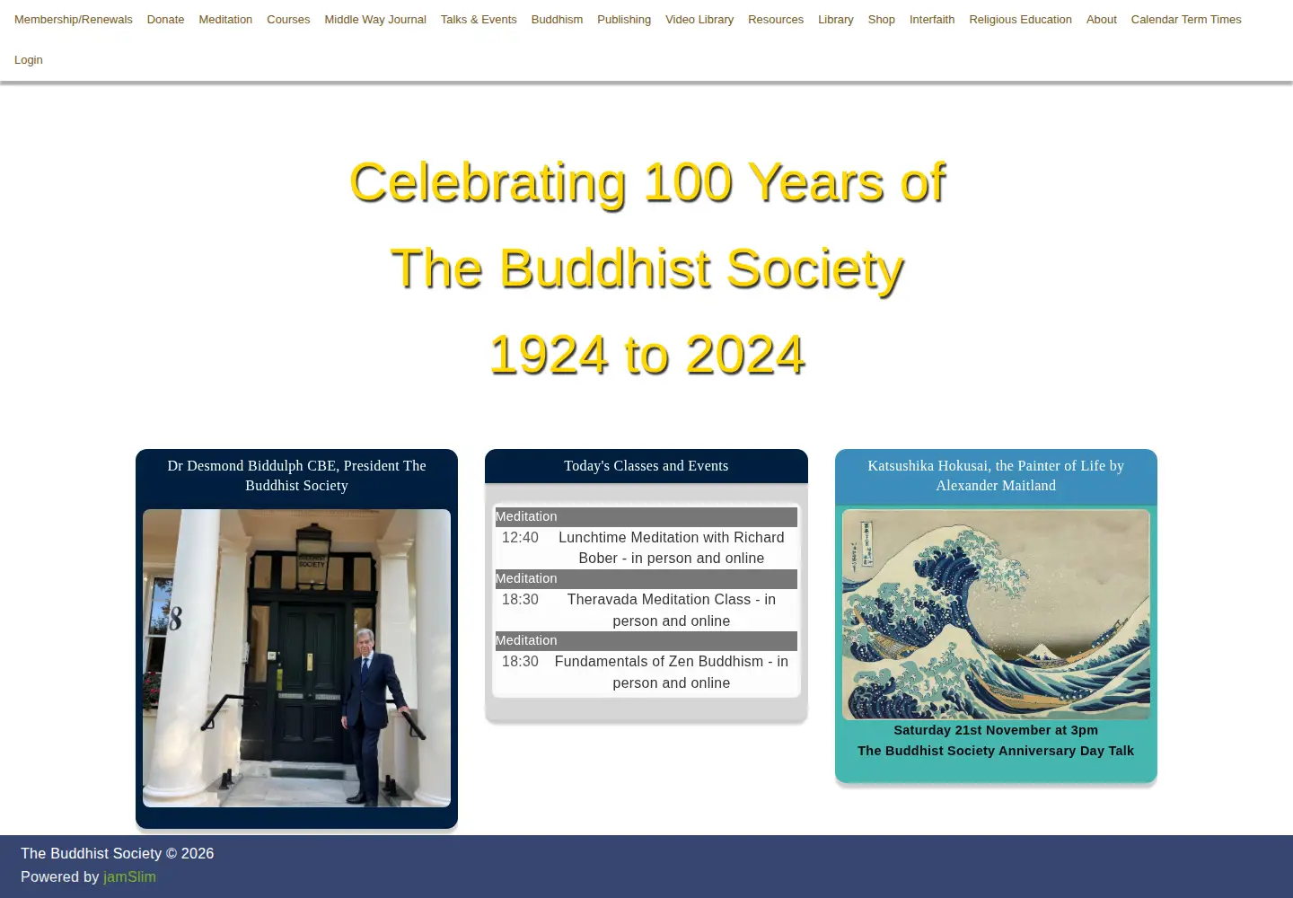 Screenshot of thebuddhistsociety.org