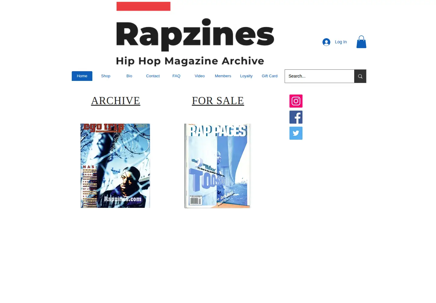 Captured homepage of rapzines.com in the current scan
