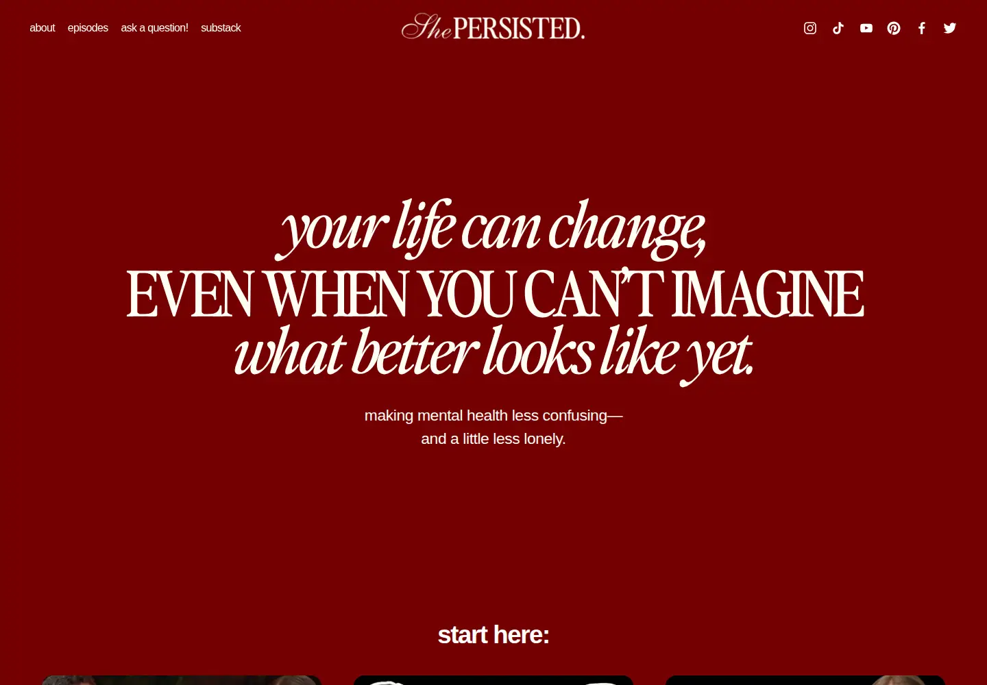 Screenshot of shepersistedpodcast.com