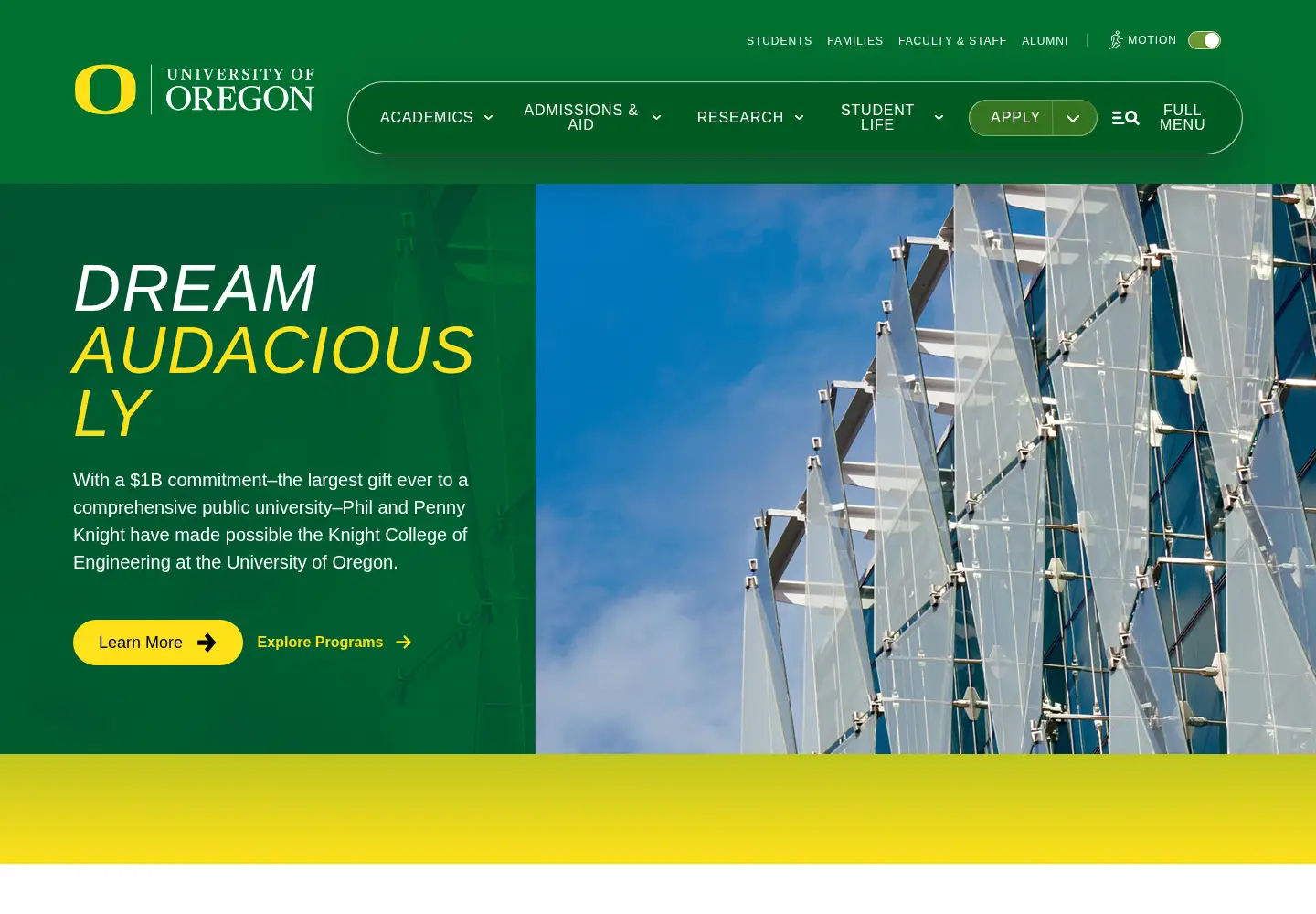 Screenshot of uoregon.edu
