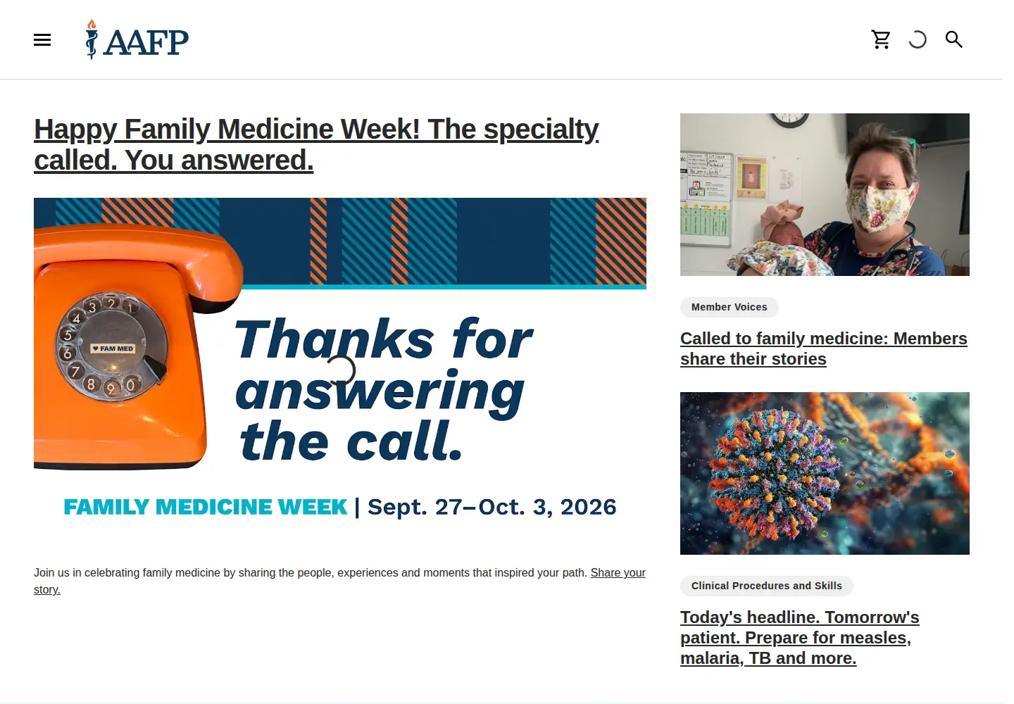 Screenshot of aafp.org