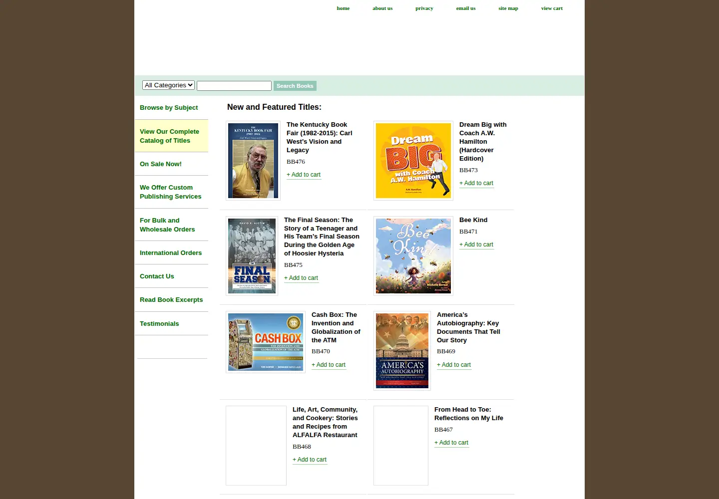 Captured homepage of butlerbooks.com in the current scan