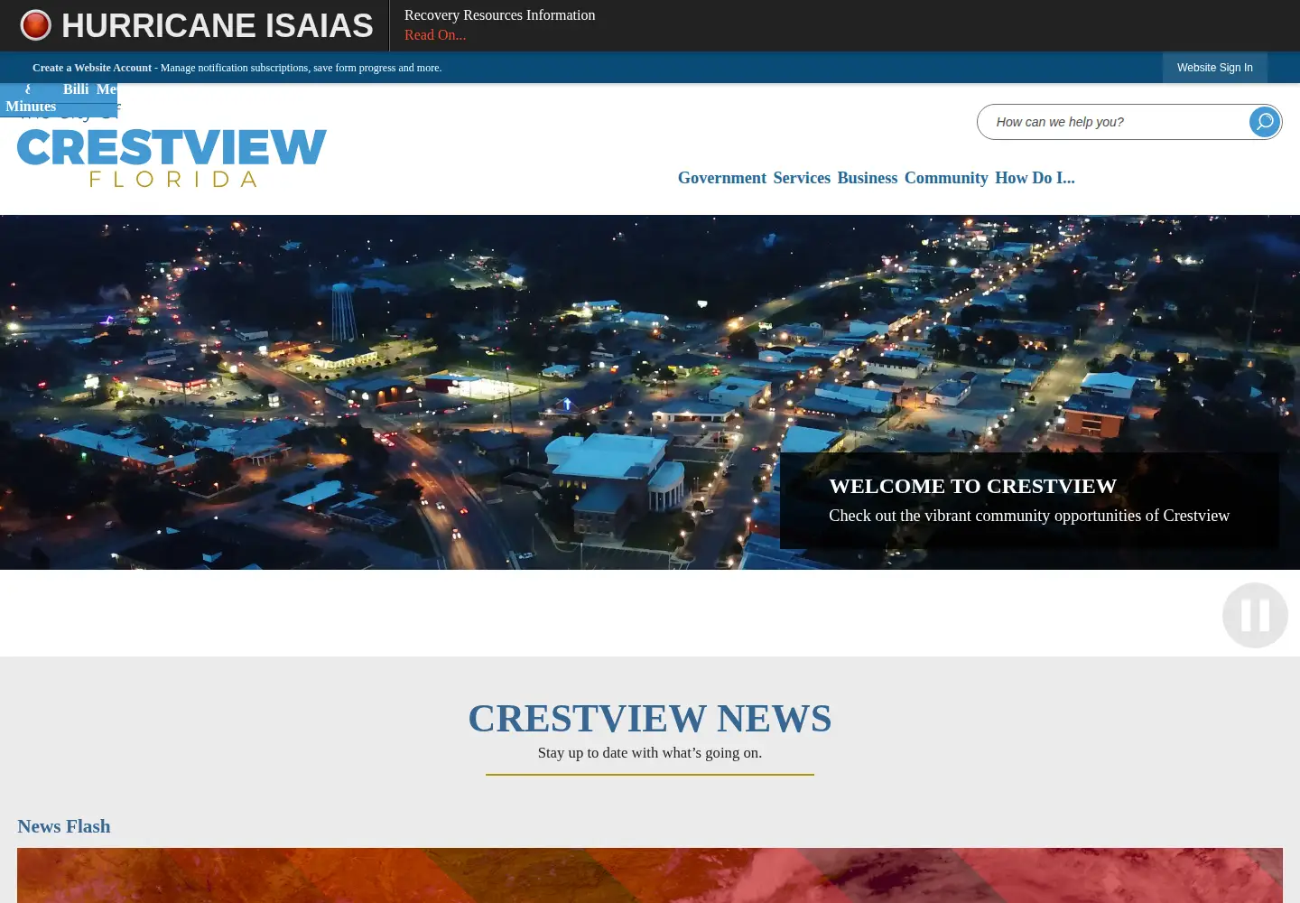 Screenshot of cityofcrestview.org